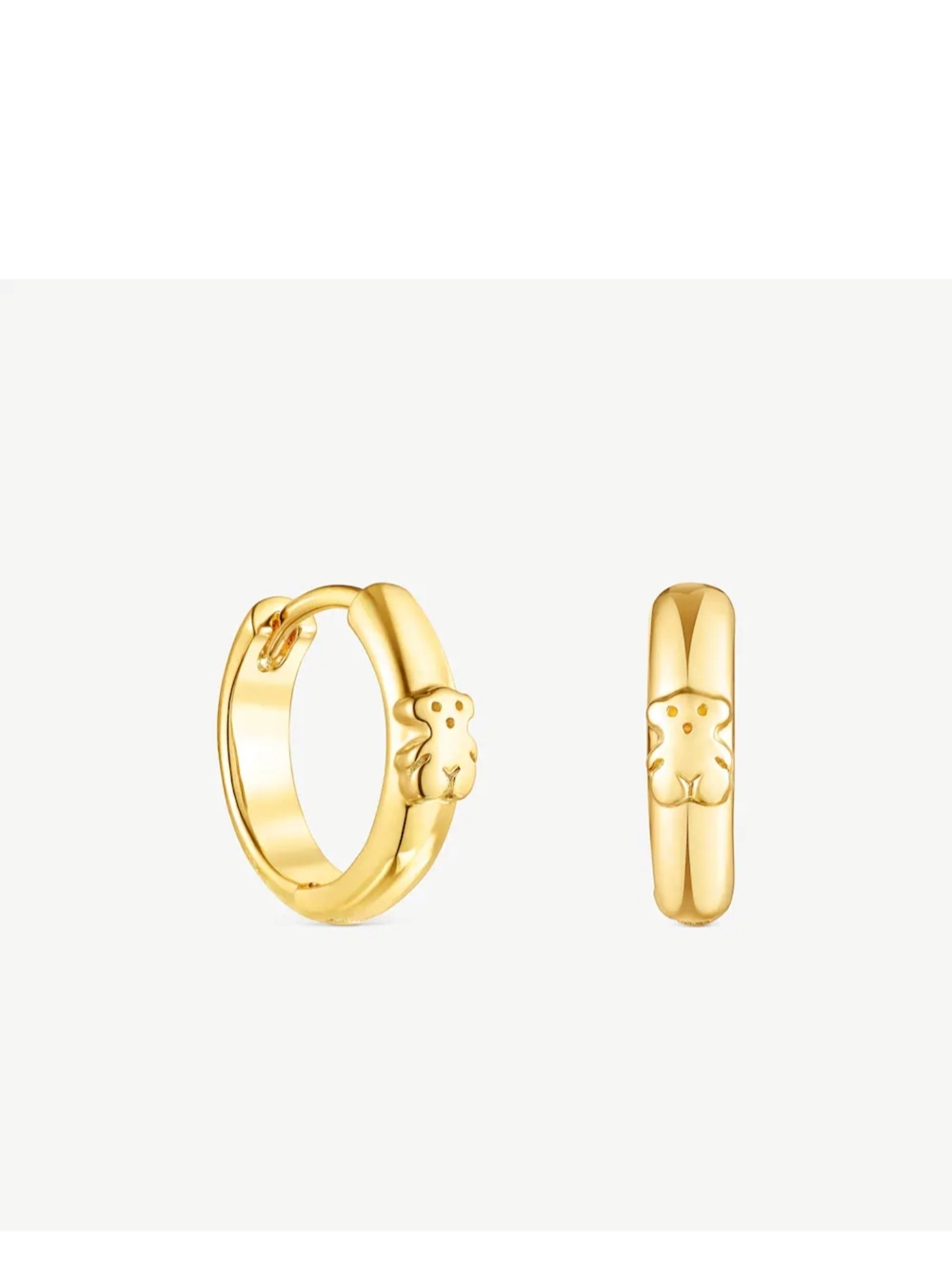 TOUS Silver Hoop Earrings 8mm - 925 Silver with 18K Gold